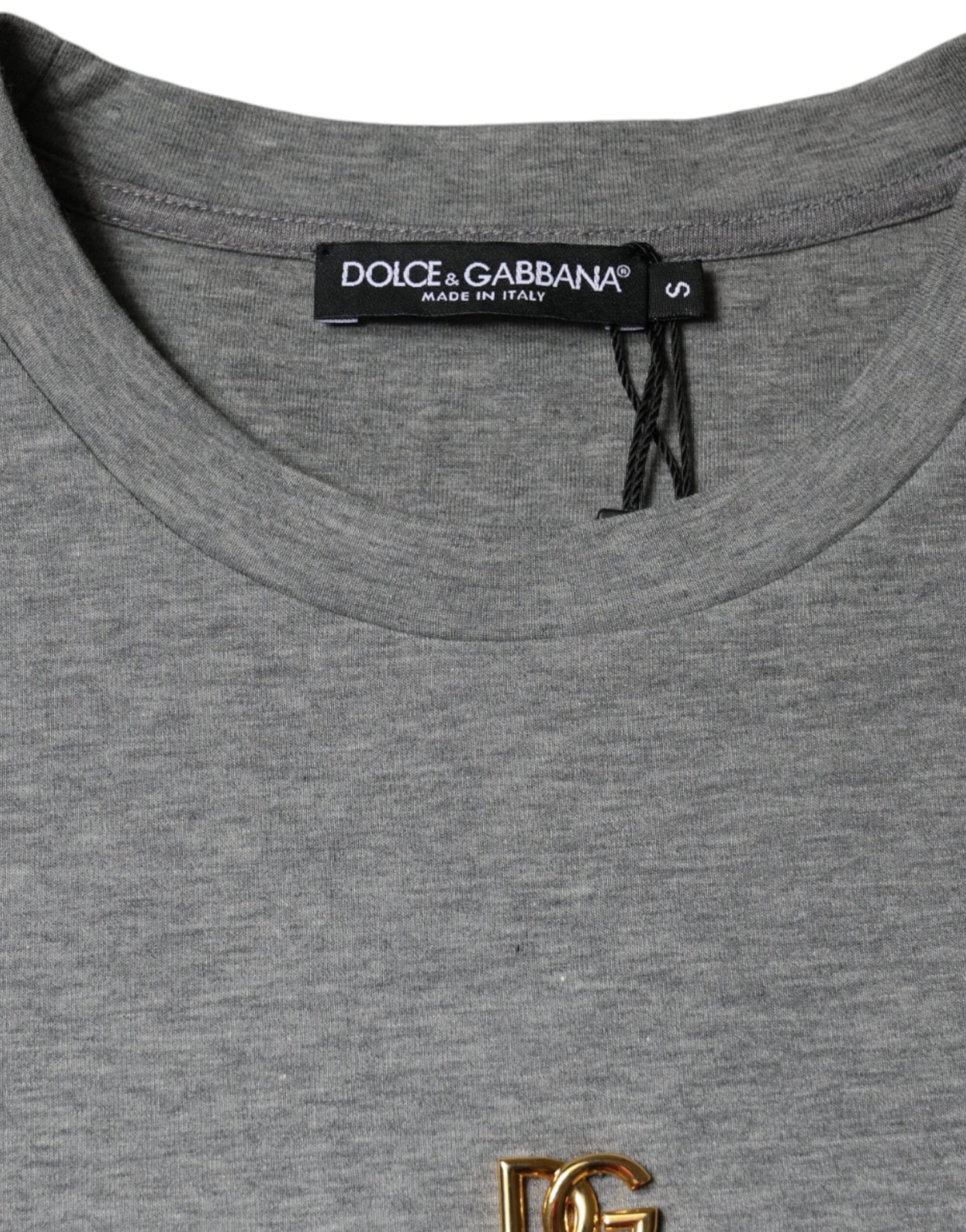Dolce & Gabbana Gray Cotton Blend Embellished Tee T-shirt Dolce & Gabbana