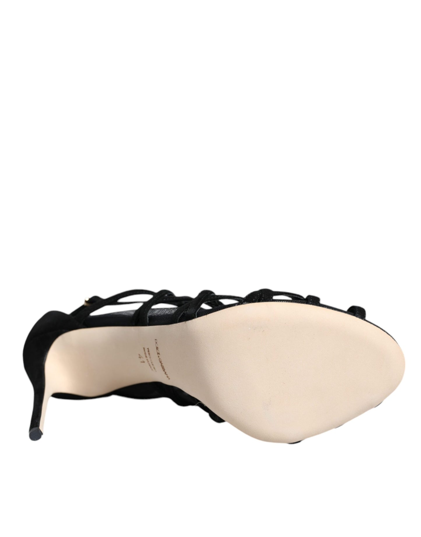 Dolce & Gabbana Black Tulle Stretch Heels Sandals Shoes Dolce & Gabbana