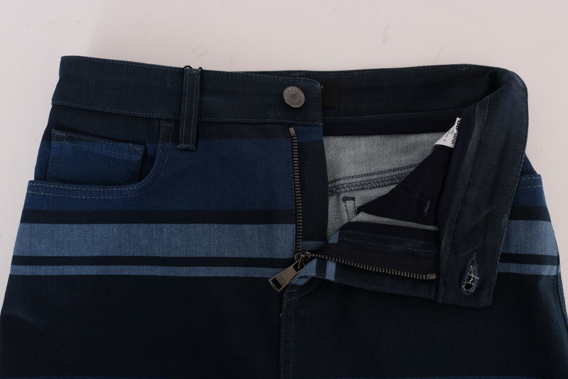 Dolce & Gabbana Blue Short striped Mini Denim Skirt Dolce & Gabbana