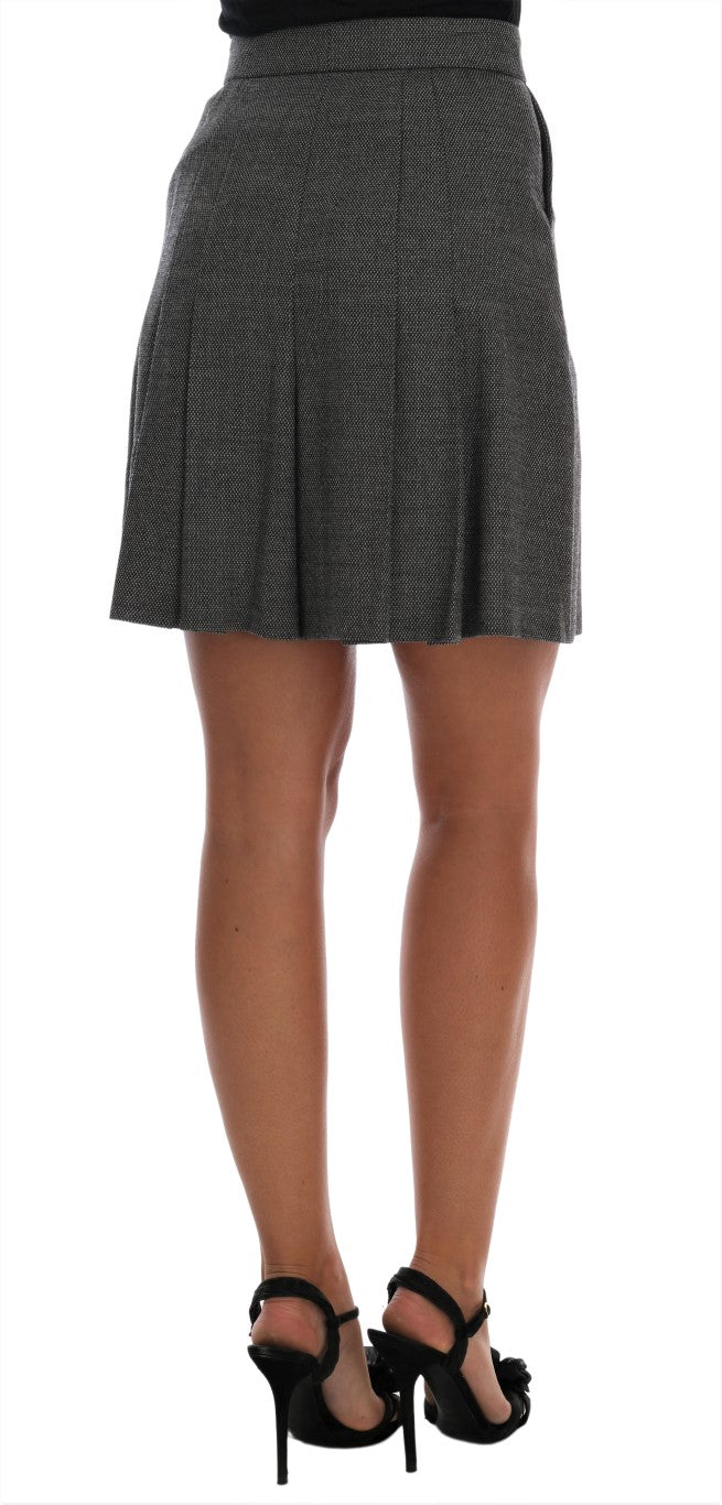 Dolce & Gabbana Gray Wool High Waist Mini Shorts Dolce & Gabbana