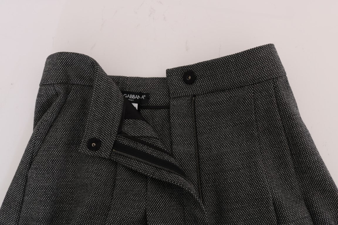 Dolce & Gabbana Gray Wool High Waist Mini Shorts Dolce & Gabbana