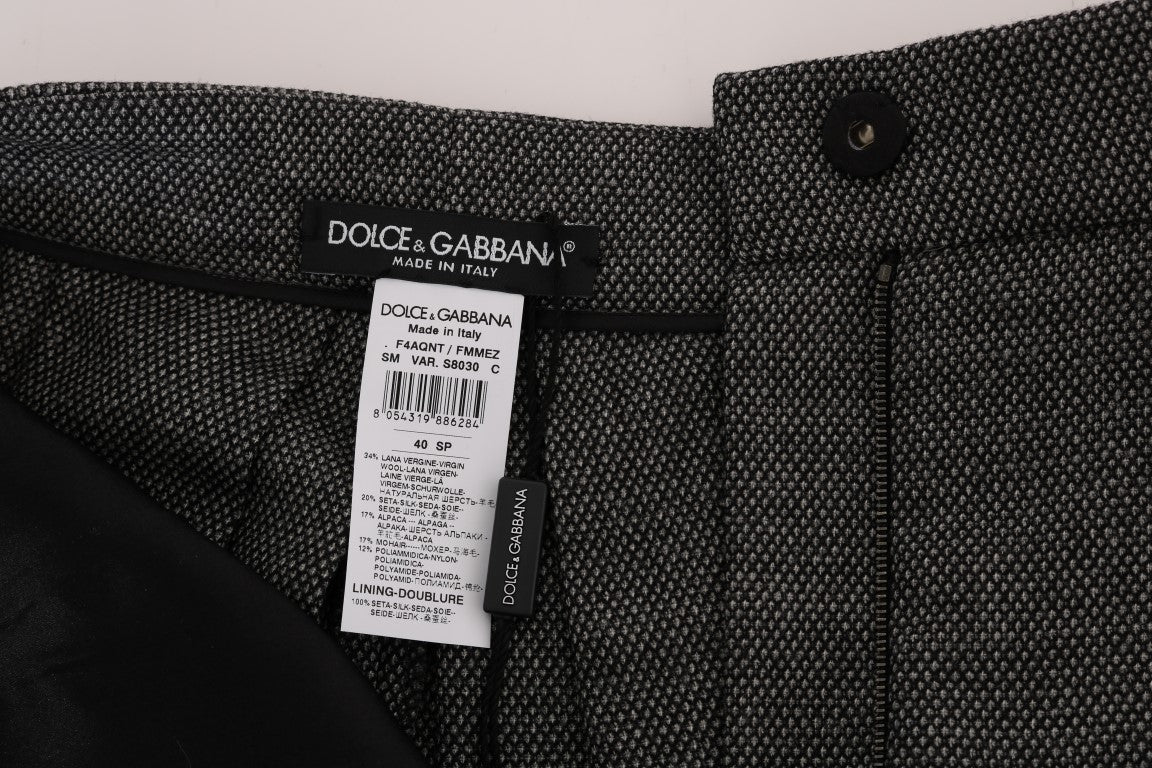 Dolce & Gabbana Gray Wool High Waist Mini Shorts Dolce & Gabbana