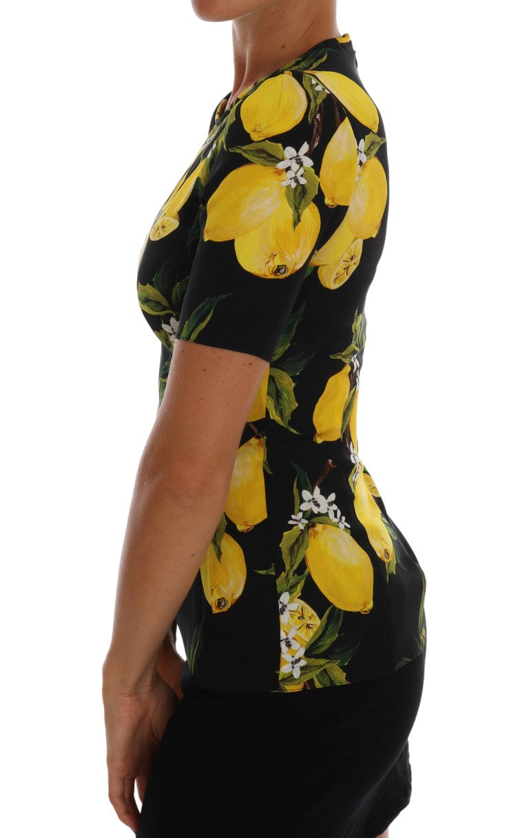 Dolce & Gabbana Multicolor Lemon Silk Stretch T-Shirt Dolce & Gabbana