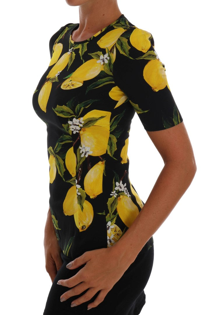 Dolce & Gabbana Multicolor Lemon Silk Stretch T-Shirt Dolce & Gabbana