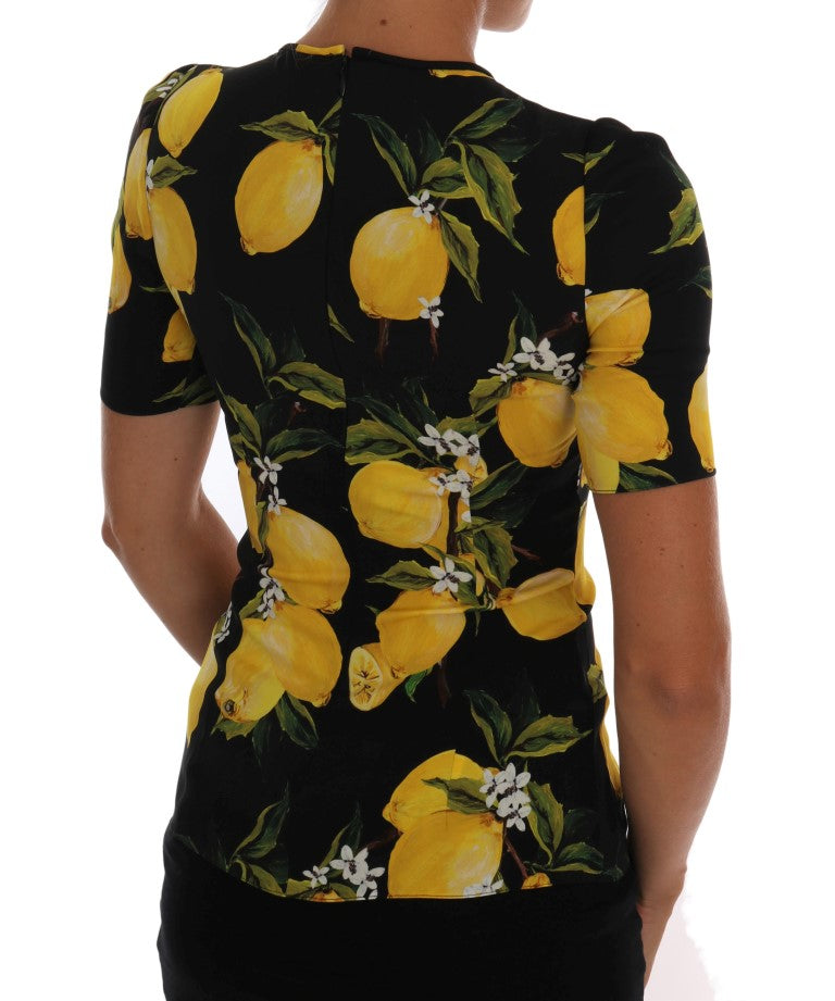 Dolce & Gabbana Multicolor Lemon Silk Stretch T-Shirt Dolce & Gabbana