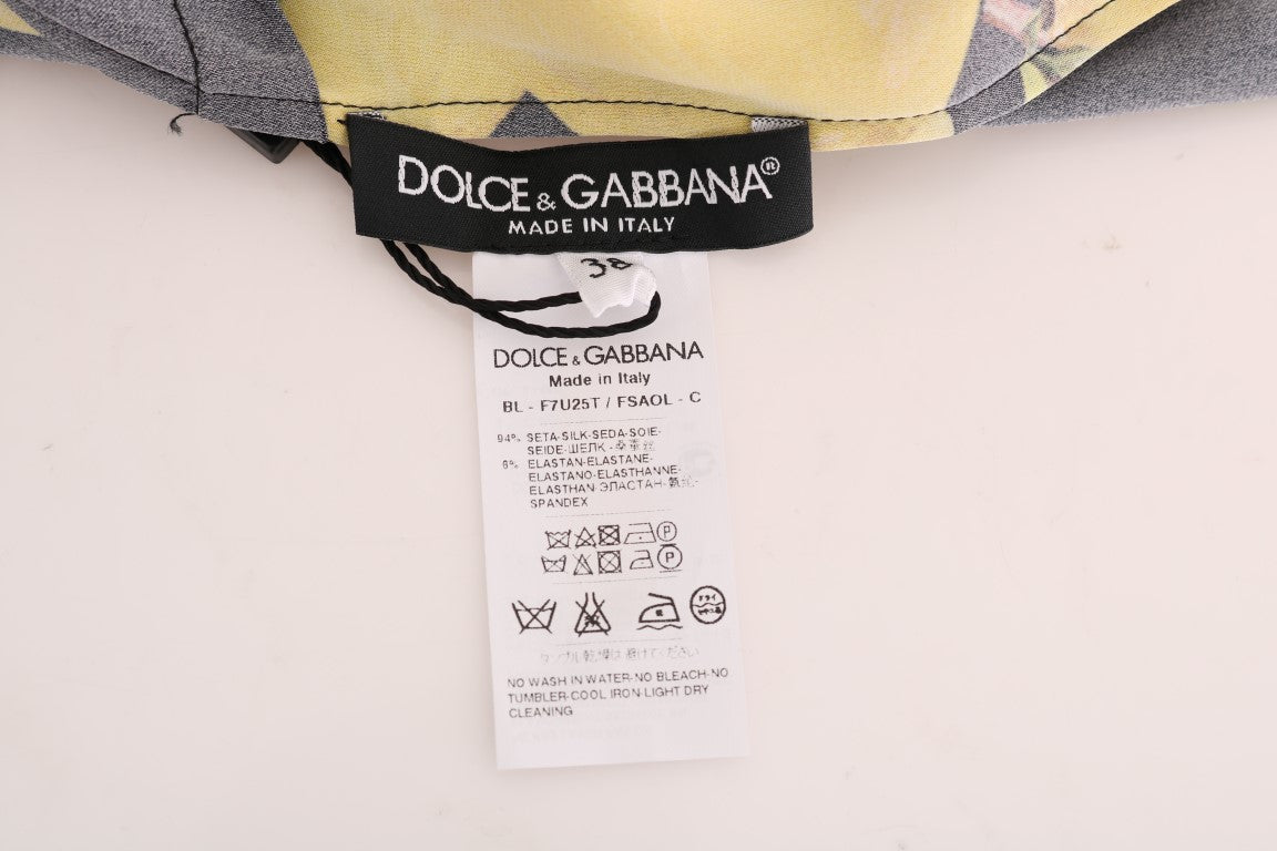 Dolce & Gabbana Multicolor Lemon Silk Stretch T-Shirt Dolce & Gabbana