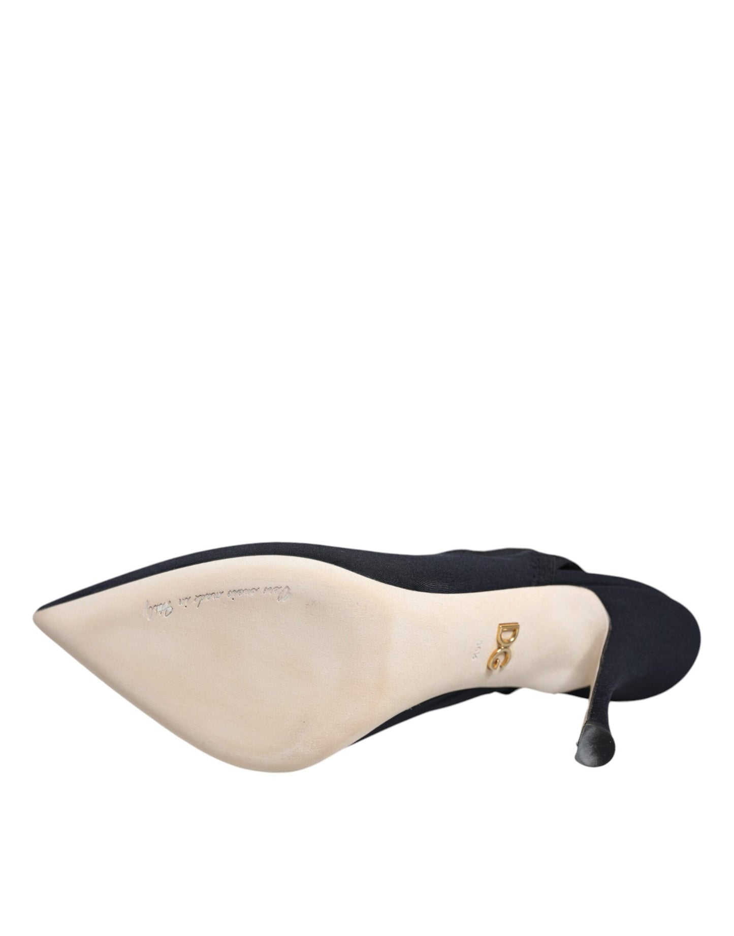 Dolce & Gabbana Black Jersey Stretch Heels Slingback Shoes Dolce & Gabbana