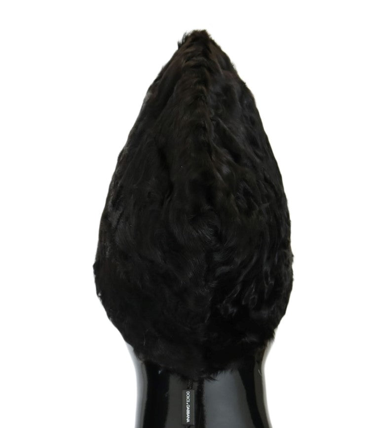 Dolce & Gabbana Black Xiangao Lamb Fur Beanie Dolce & Gabbana