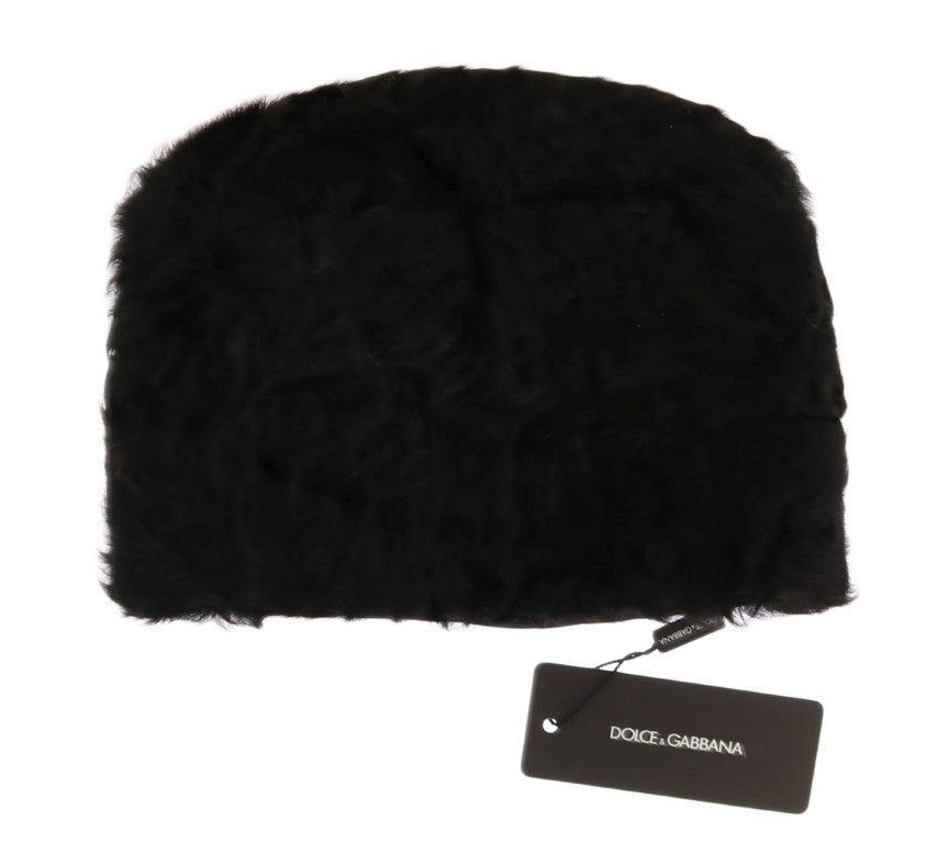 Dolce & Gabbana Black Xiangao Lamb Fur Beanie Dolce & Gabbana