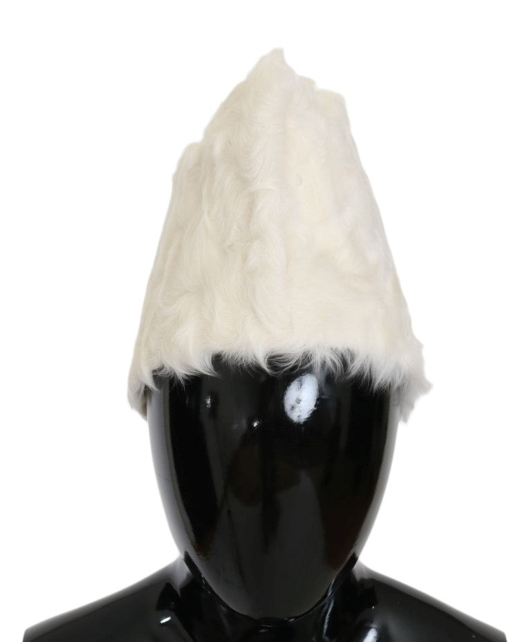 Dolce & Gabbana White Xiangao Lamb Fur Beanie Dolce & Gabbana