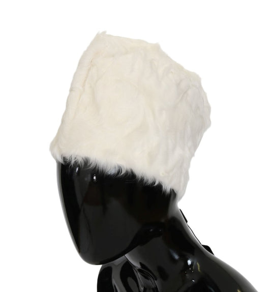 Dolce & Gabbana White Xiangao Lamb Fur Beanie Dolce & Gabbana
