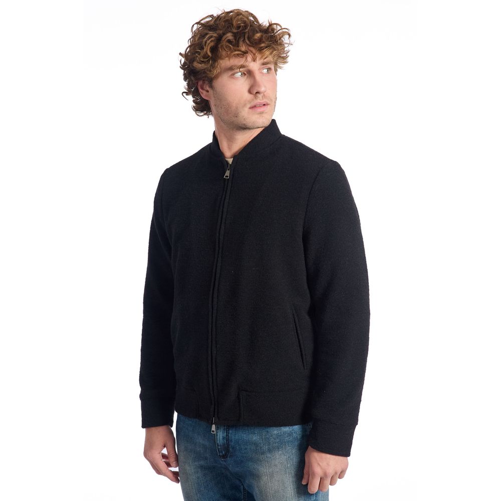 Roberto Pepe Luxury Black Wool Men Jacket Roberto Pepe Luxury