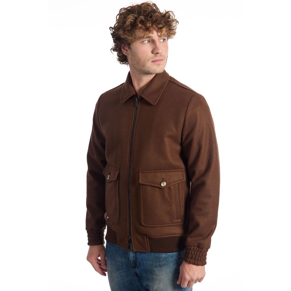 Roberto Pepe Luxury Brown Wool Men Jacket Roberto Pepe Luxury