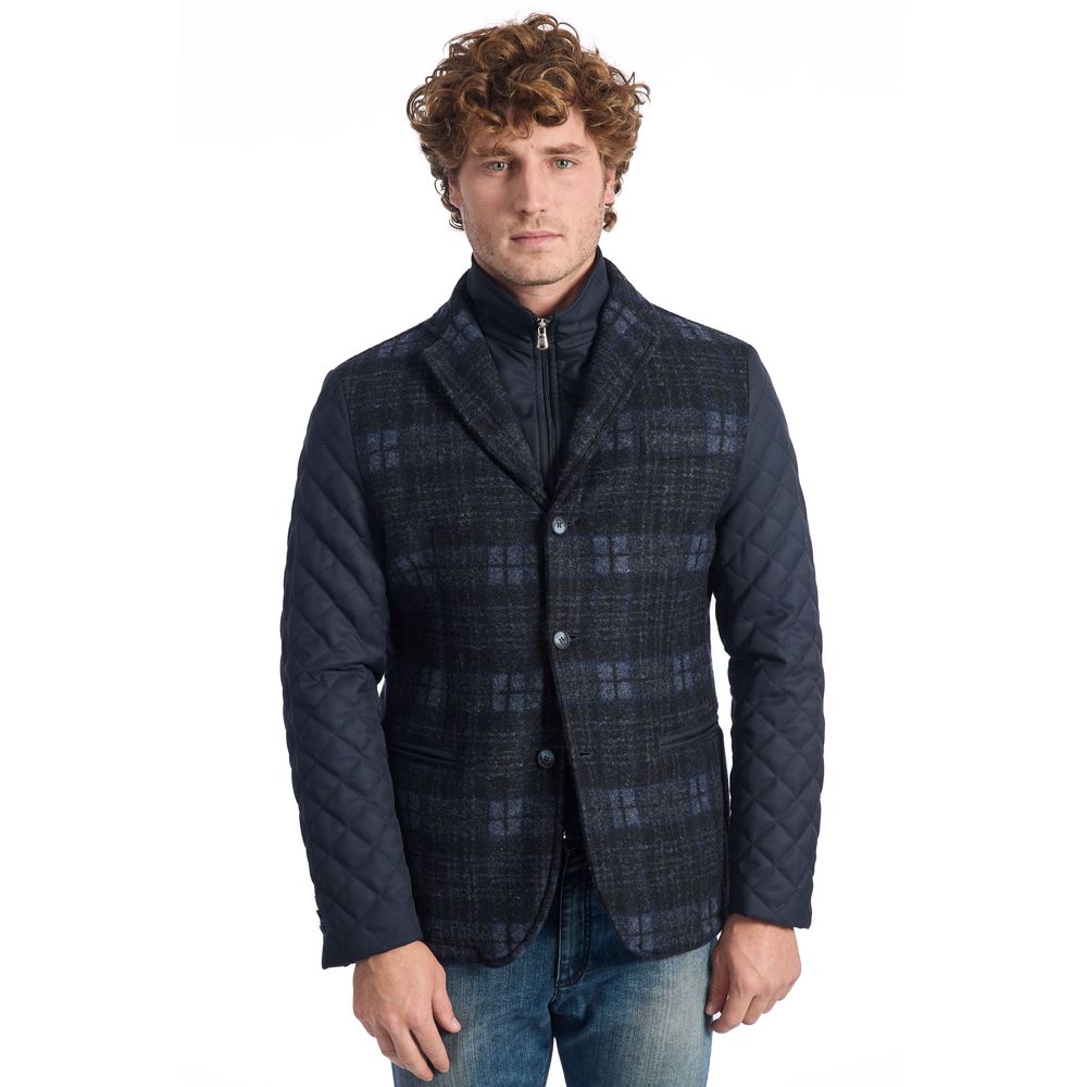Roberto Pepe Luxury Blue Wool Men Jacket Roberto Pepe Luxury