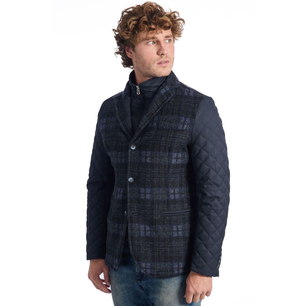 Roberto Pepe Luxury Blue Wool Men Jacket Roberto Pepe Luxury