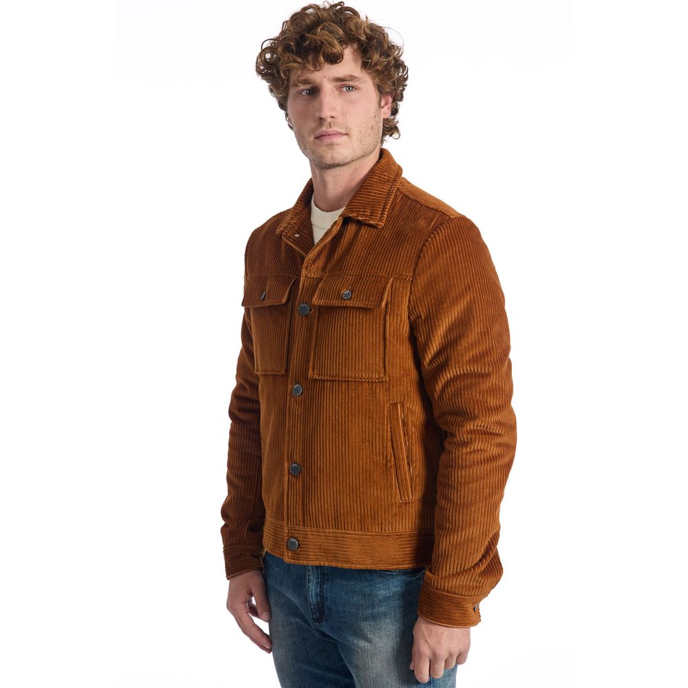 Roberto Pepe Luxury Brown Cotton Men Jacket Roberto Pepe Luxury