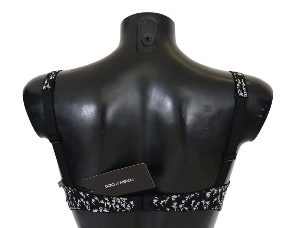 Dolce & Gabbana Black Silk White Lace Stretch Underwear Bra Dolce & Gabbana