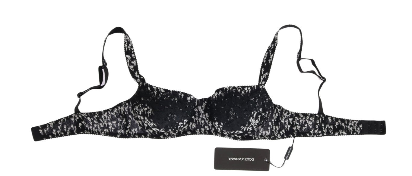 Dolce & Gabbana Black Silk White Lace Stretch Underwear Bra Dolce & Gabbana
