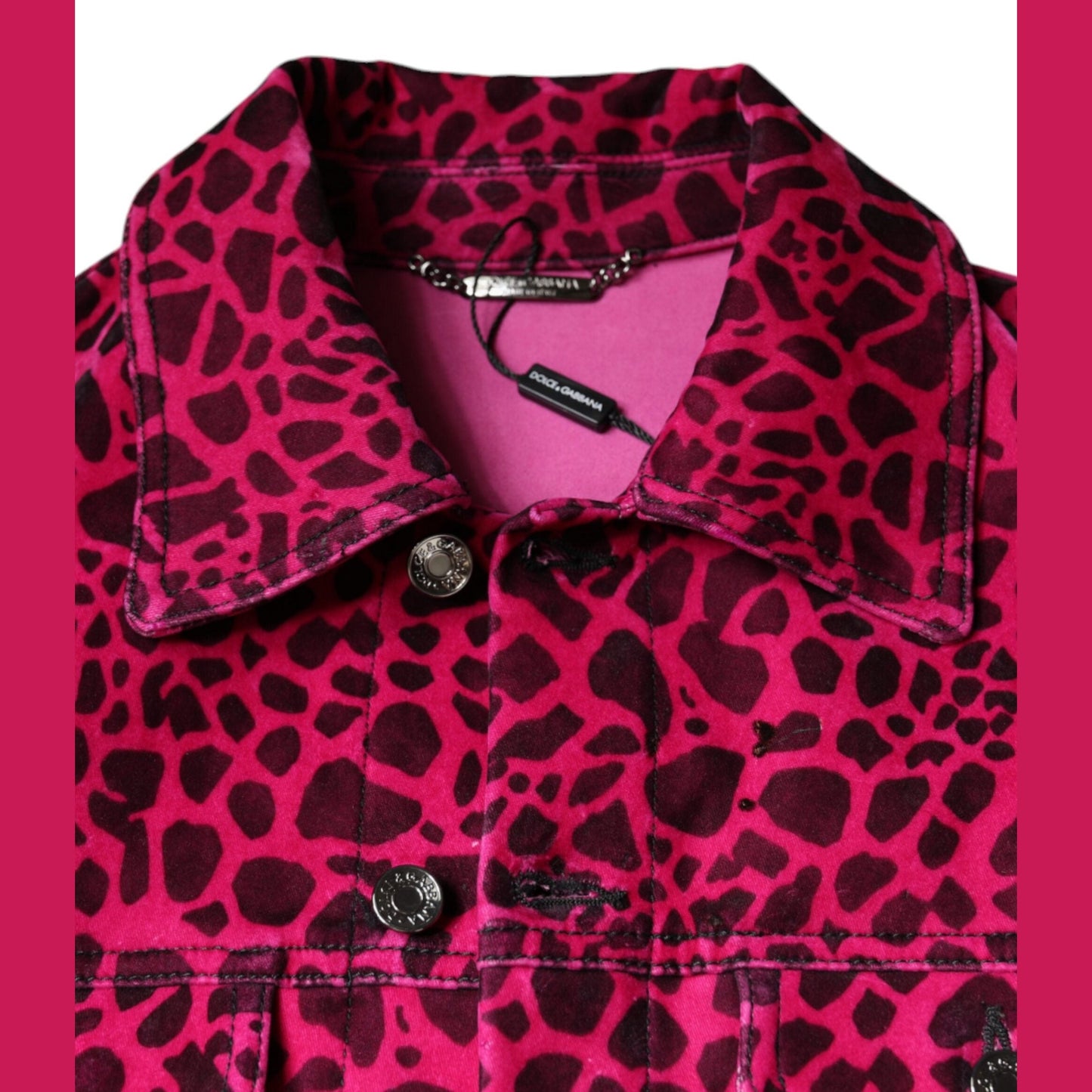Dolce & Gabbana Fuchsia Leopard Button Down Collared Jacket