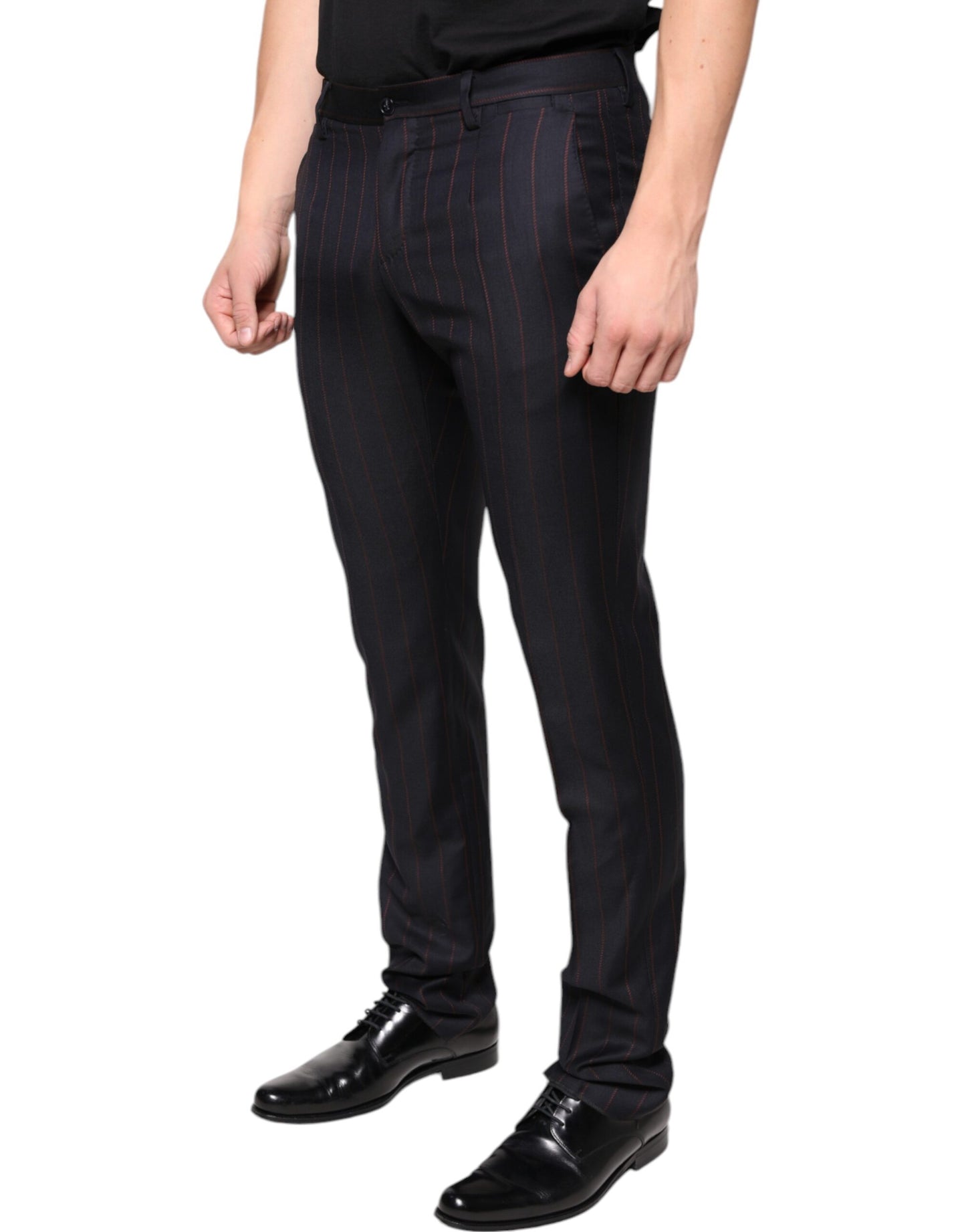Dolce & Gabbana Black Stripes Skinny Men Dress Pants Dolce & Gabbana