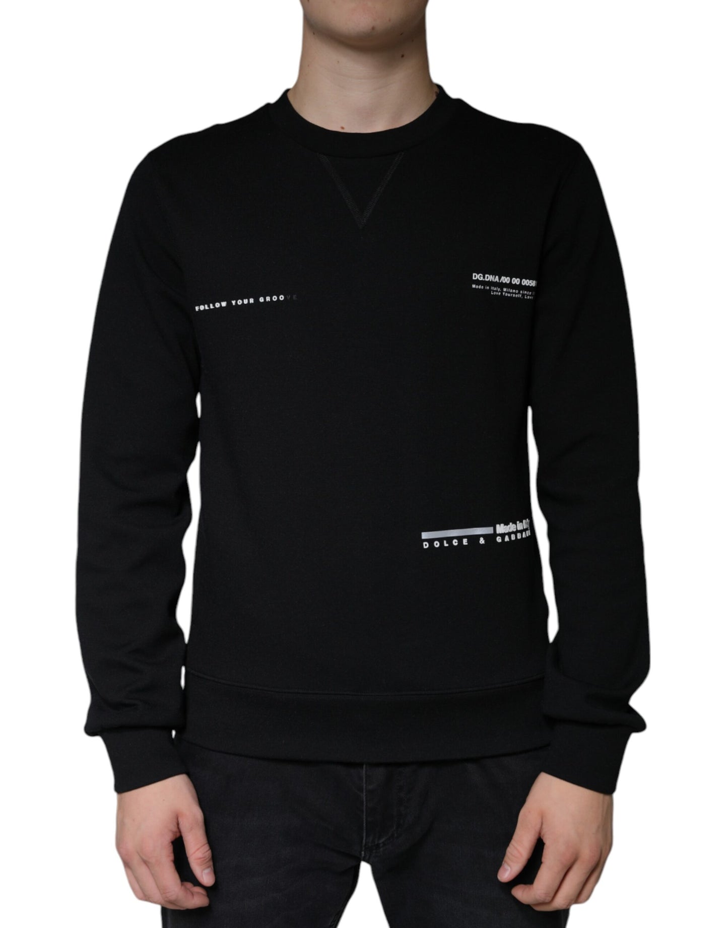 Dolce & Gabbana Black Logo Print CrewNeck Sweatshirt Sweater Dolce & Gabbana