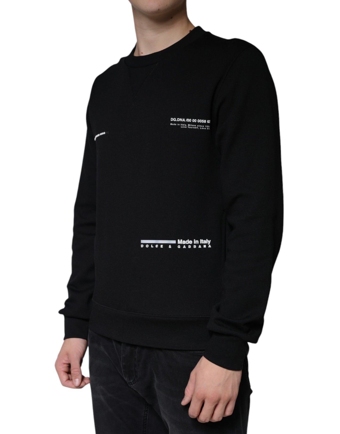 Dolce & Gabbana Black Logo Print CrewNeck Sweatshirt Sweater Dolce & Gabbana
