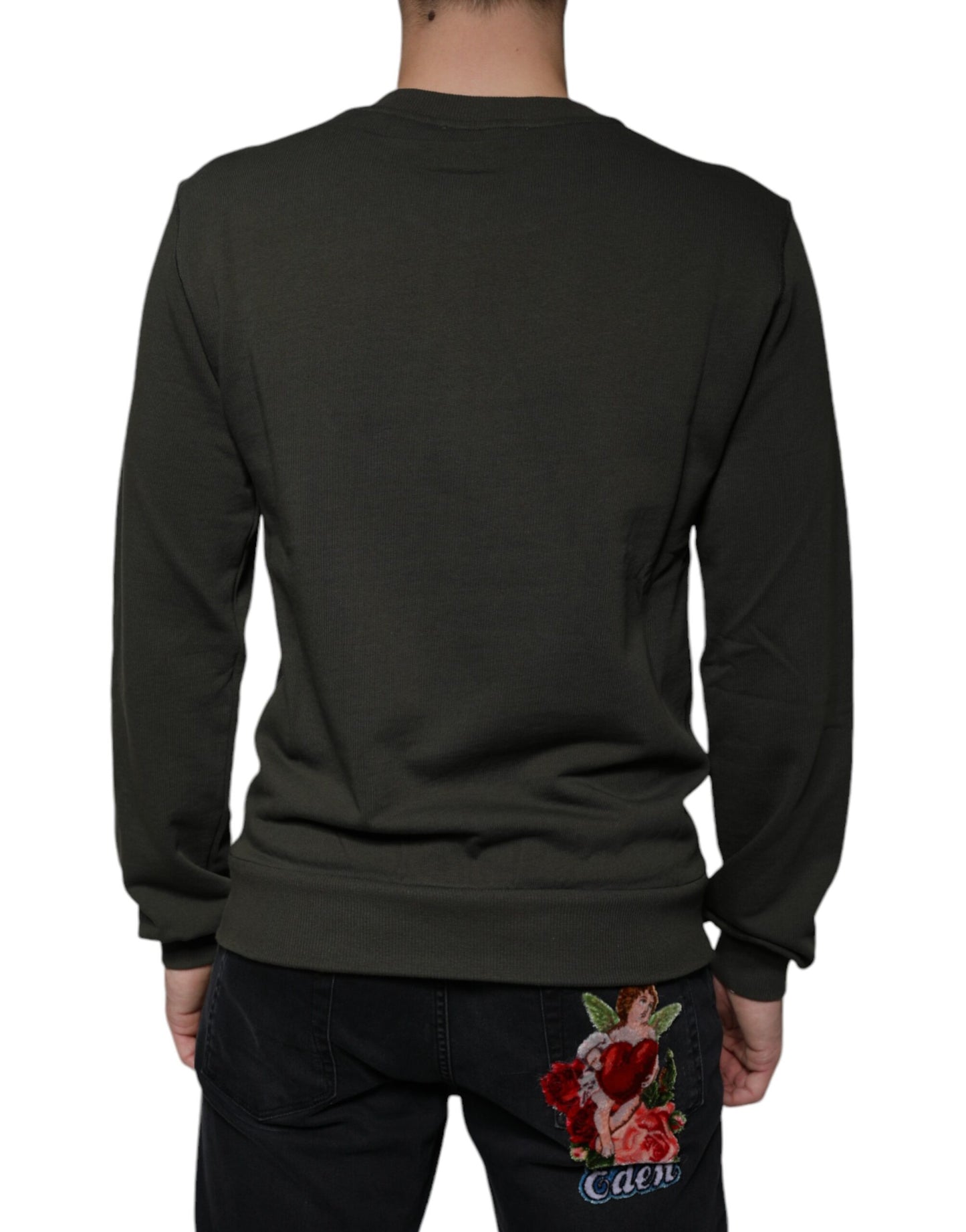 Dolce & Gabbana Army Green DG Crown Crew Neck Pullover Sweater Dolce & Gabbana