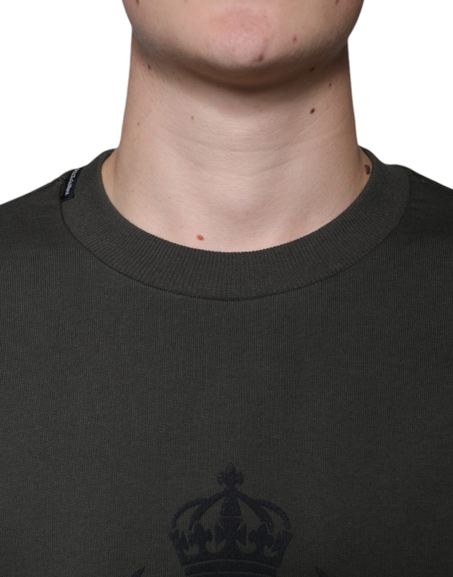 Dolce & Gabbana Army Green DG Crown Crew Neck Pullover Sweater Dolce & Gabbana