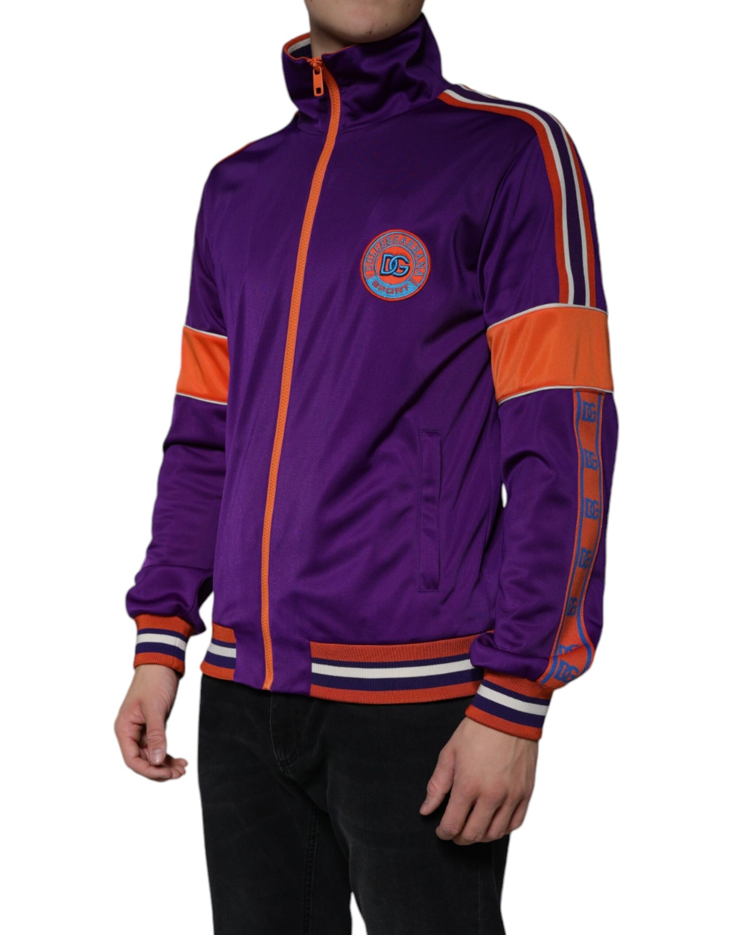 Dolce & Gabbana Purple Polyester Full Zip Long Sleeve Sweater Dolce & Gabbana