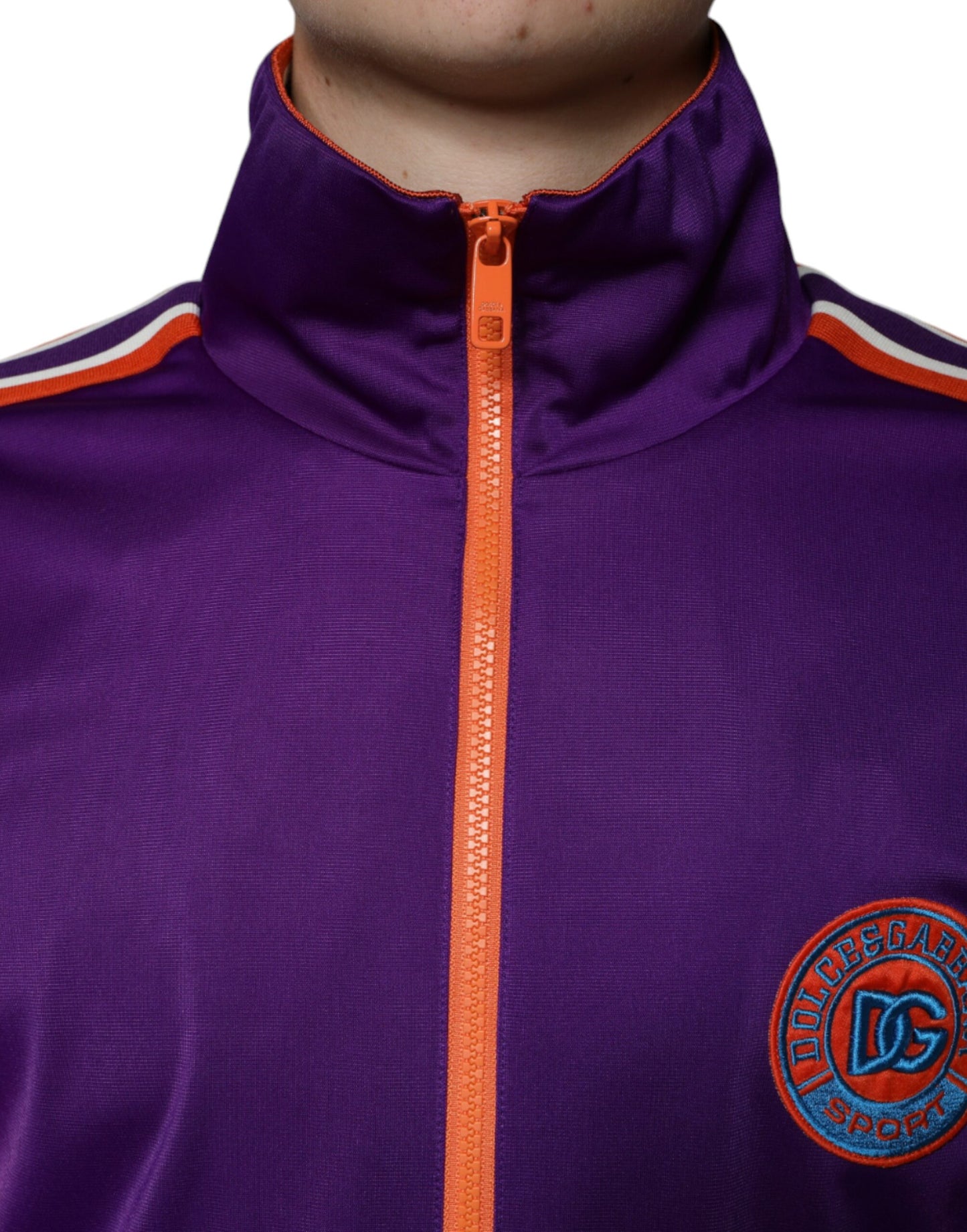 Dolce & Gabbana Purple Polyester Full Zip Long Sleeve Sweater Dolce & Gabbana