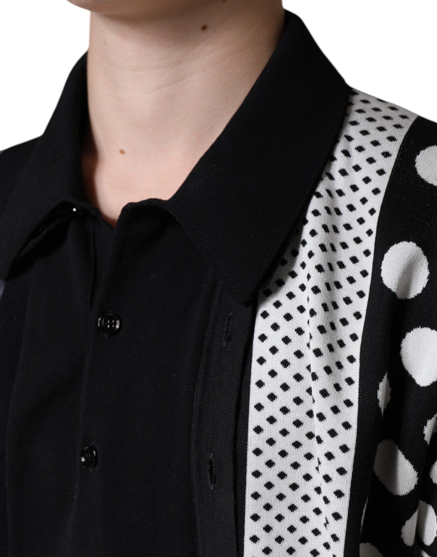 Dolce & Gabbana Black White Polka Dot Collared Polo T-shirt Dolce & Gabbana