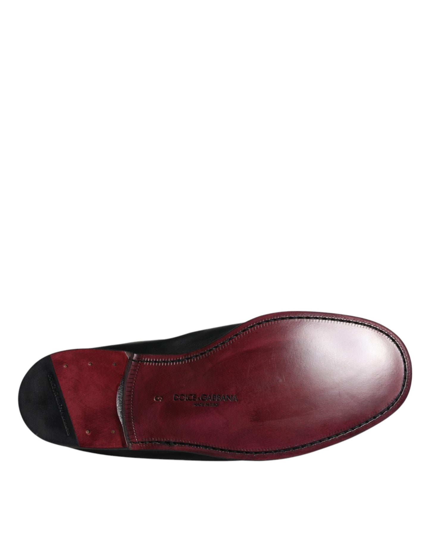 Dolce & Gabbana Black Logo Embroidered Leather Loafer Men Dress Shoes Dolce & Gabbana