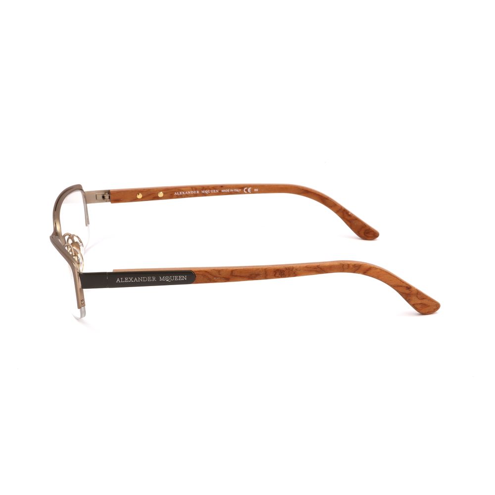 Alexander McQueen Brown Metal Glasses Frames