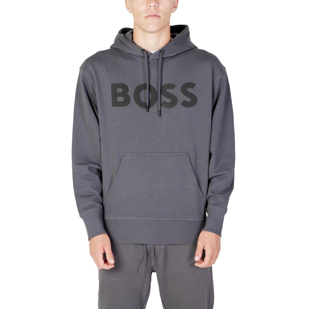 Hugo Boss Gray Cotton Hoody Hugo Boss
