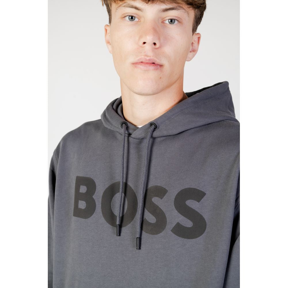Hugo Boss Gray Cotton Hoody Hugo Boss