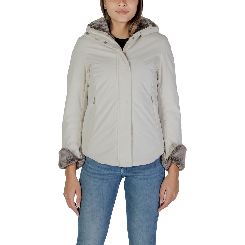 Suns Cream Polyester Jackets & Coat Suns