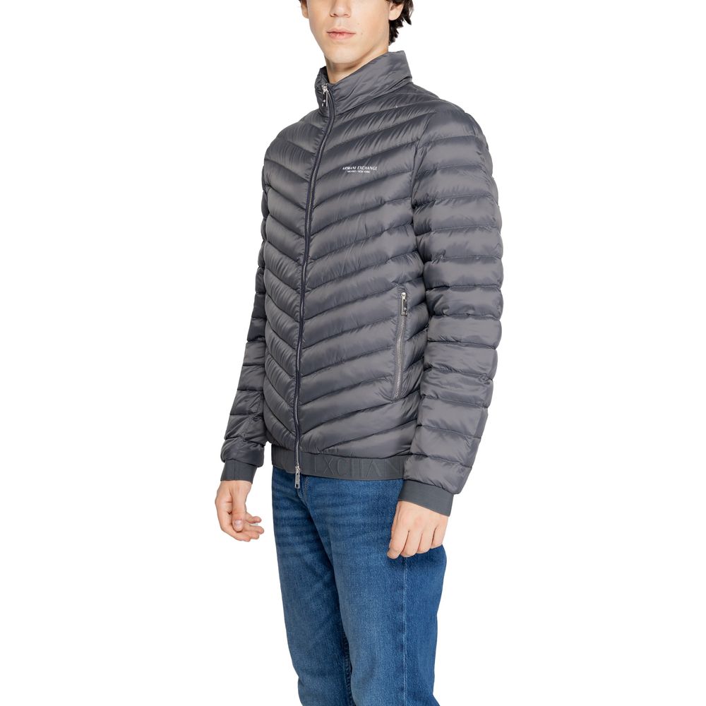 Armani Exchange Gray Polyester Jackets & Coat Armani Exchange