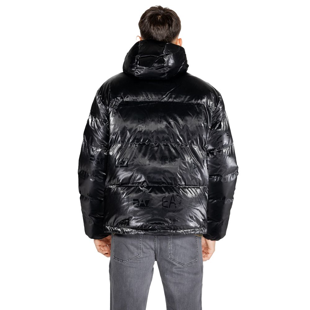 EA7 Emporio Armani Black Polyester Jackets & Coat EA7 Emporio Armani