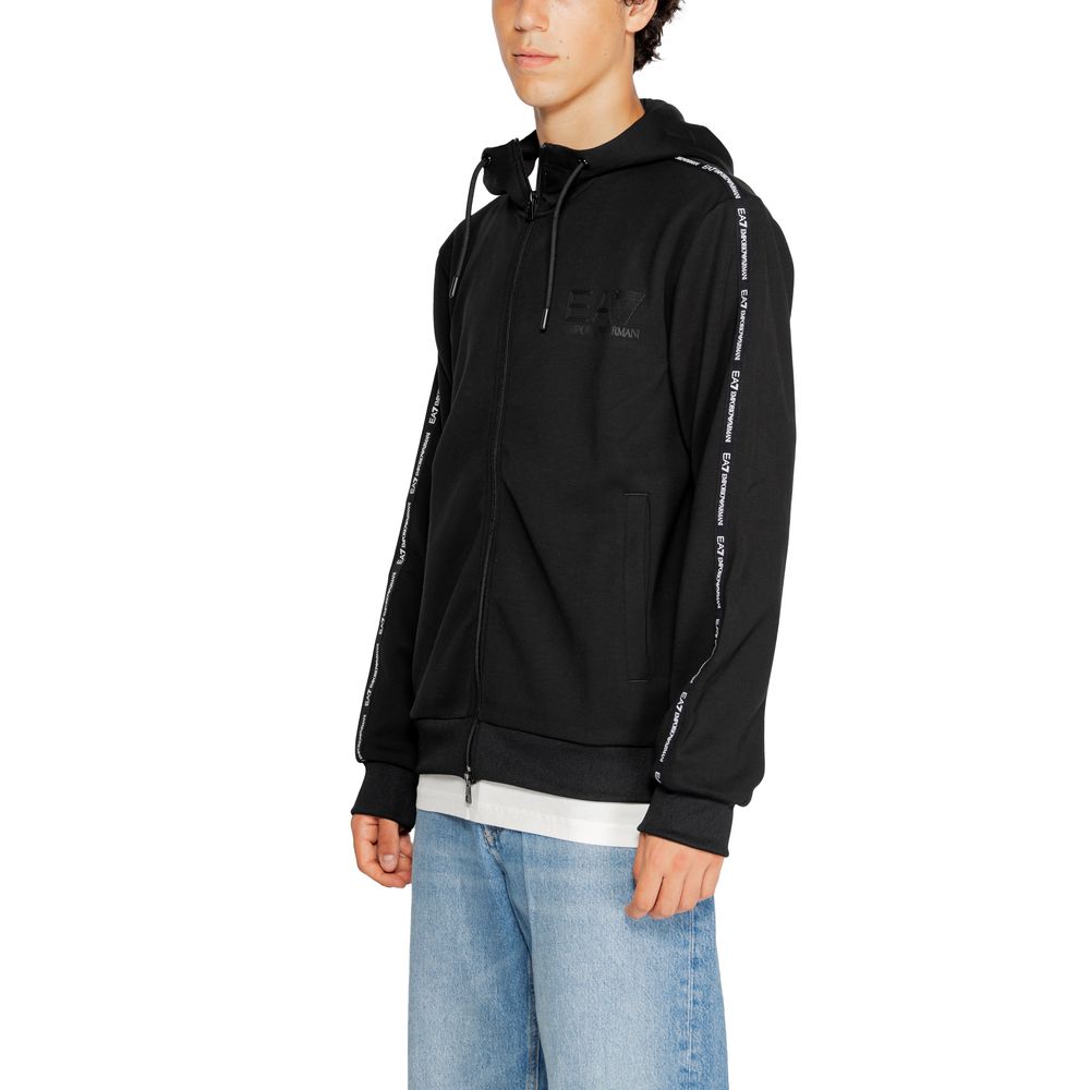EA7 Emporio Armani Black Polyester Hoody EA7 Emporio Armani