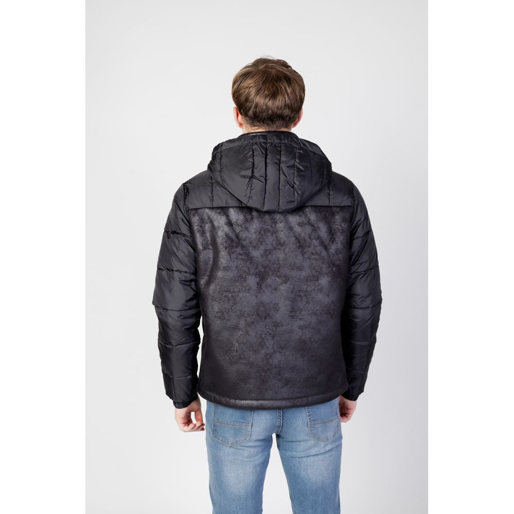 EA7 Emporio Armani Black Polyester Jackets & Coat EA7 Emporio Armani