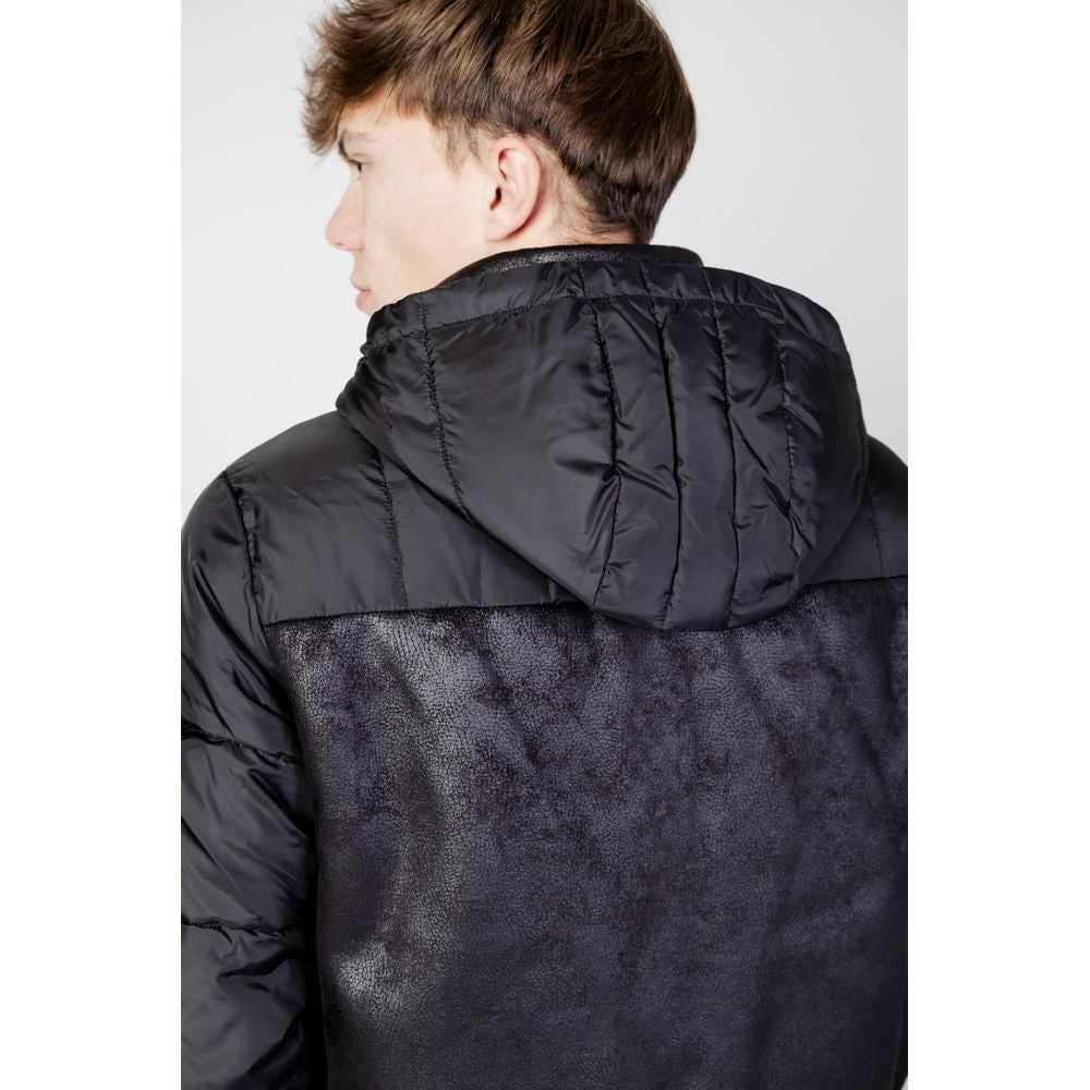 EA7 Emporio Armani Black Polyester Jackets & Coat EA7 Emporio Armani