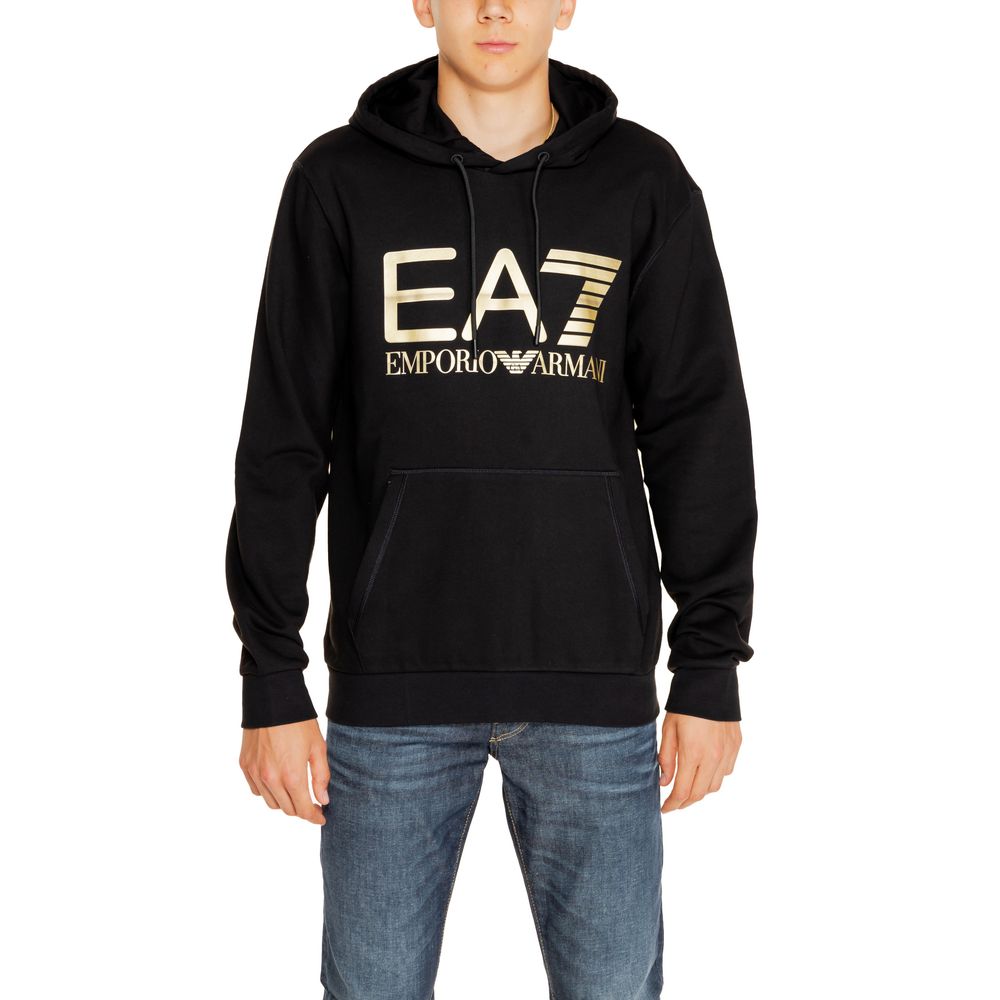 EA7 Emporio Armani Black Cotton Hoody EA7 Emporio Armani