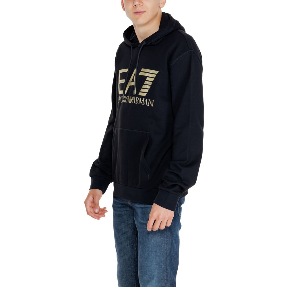 EA7 Emporio Armani Black Cotton Hoody EA7 Emporio Armani