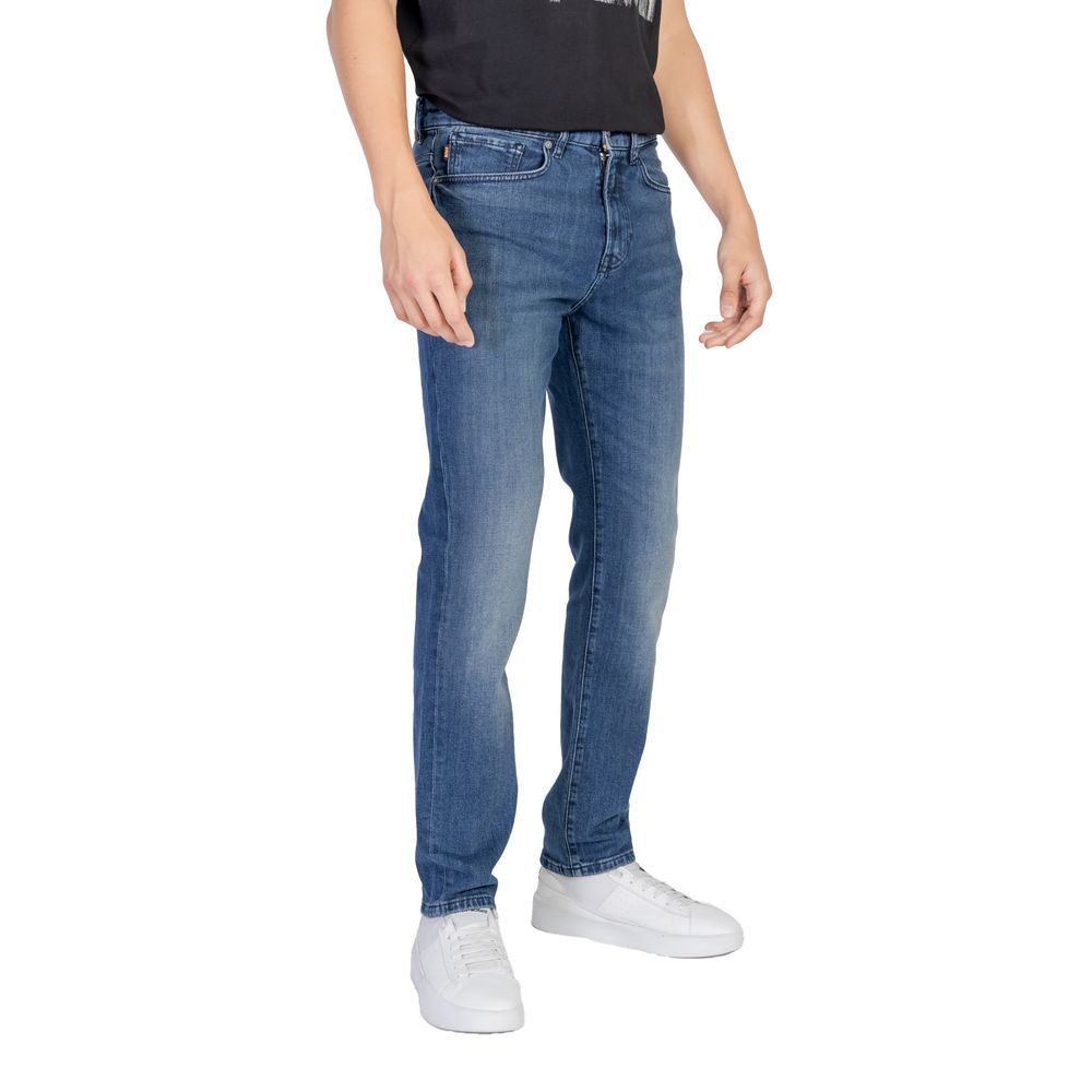 Hugo Boss Blue Cotton Relaxed Fit Jean Hugo Boss
