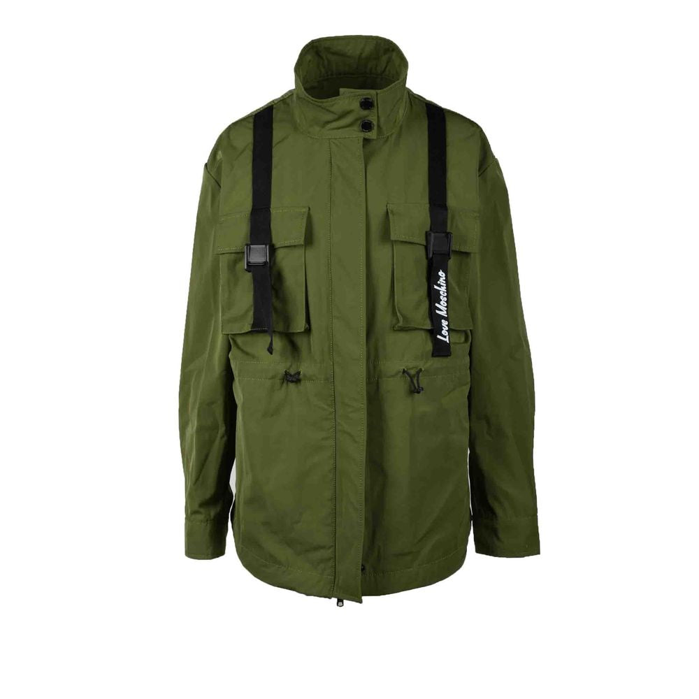 Love Moschino Green Polyester Jackets & Coat Love Moschino