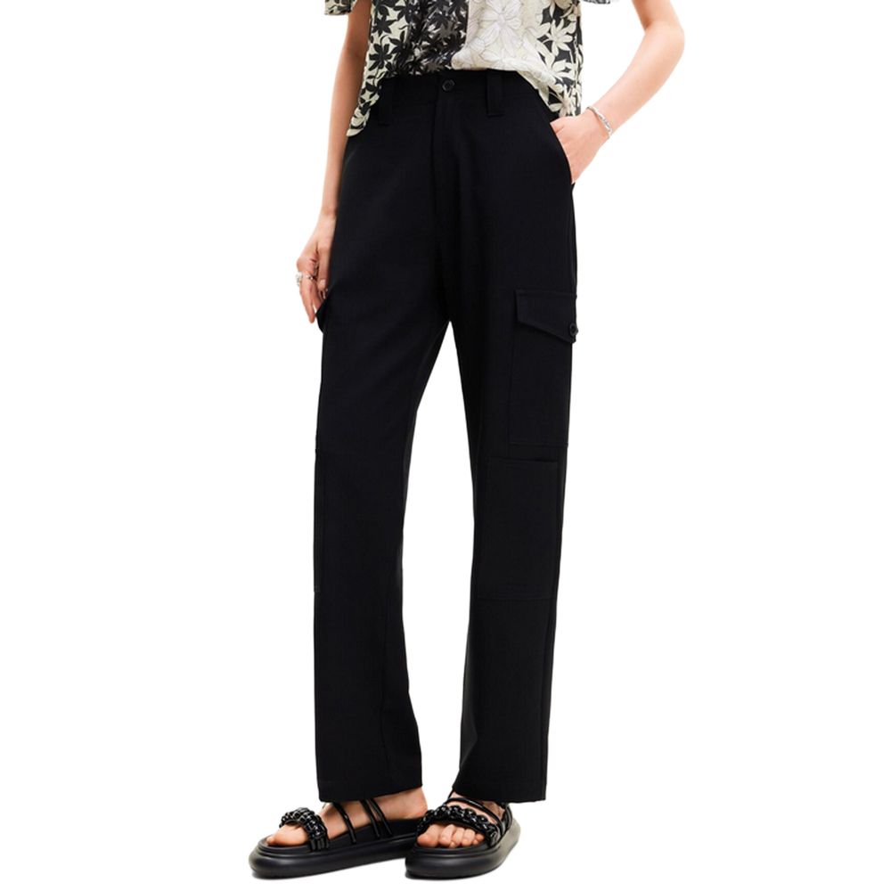 Desigual Black Polyester Cropped Pant Desigual