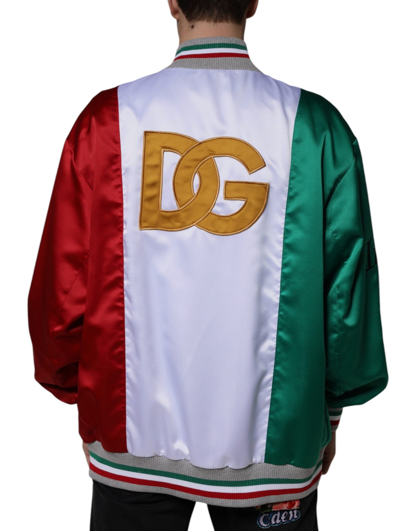 Dolce & Gabbana Multicolor Italia Button Down Bomber Jacket Dolce & Gabbana