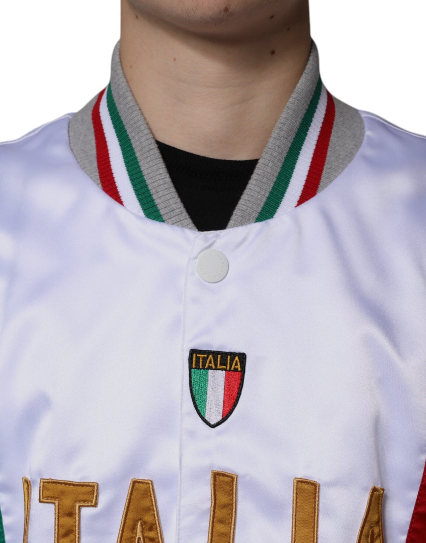 Dolce & Gabbana Multicolor Italia Button Down Bomber Jacket Dolce & Gabbana