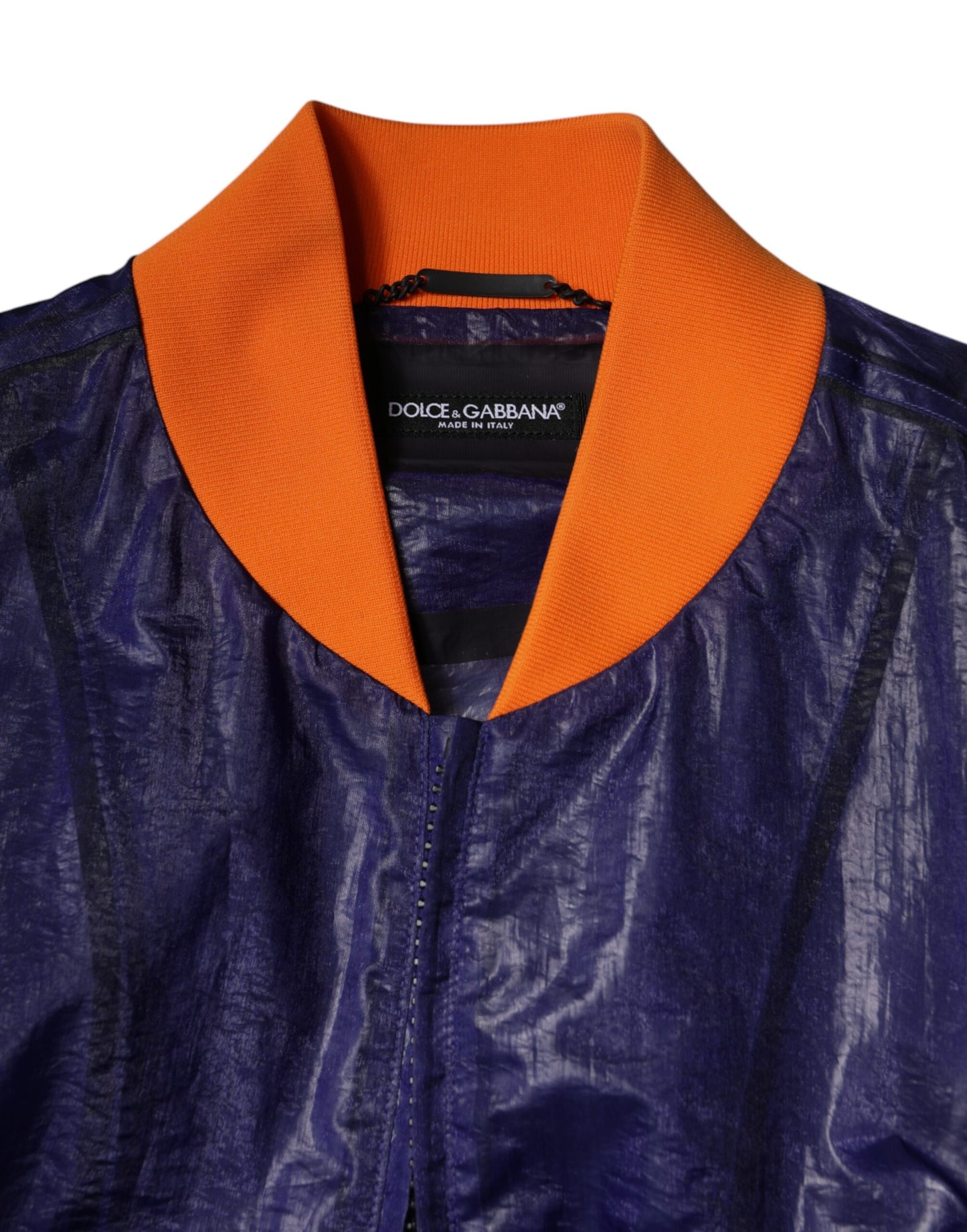 Dolce & Gabbana Blue Cotton Stretch Full Zip Bomber Jacket Dolce & Gabbana
