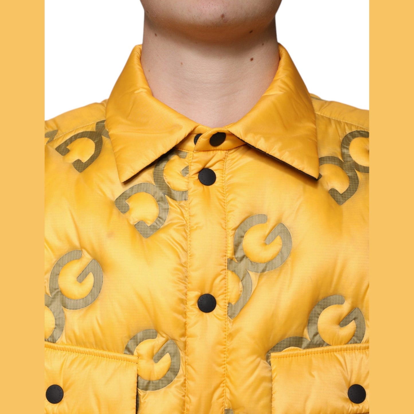 Dolce & Gabbana Yellow Logo Padded Buttoned Blouson Jacket Dolce & Gabbana